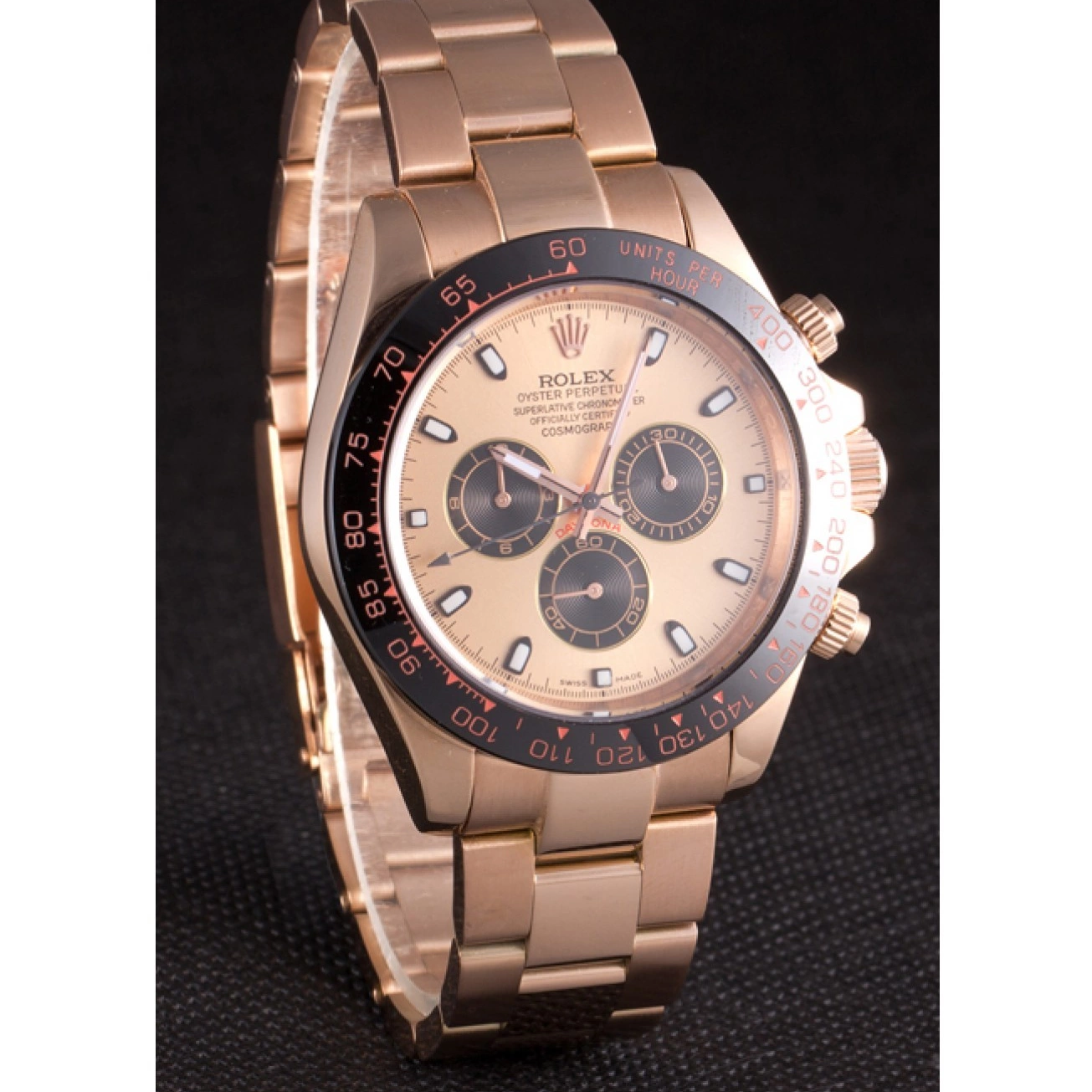AAA Replica Watches Plated Gold Gold Rose Rolex 80244 Strap Ion Daytona Rose Tachymeter Dial 0814